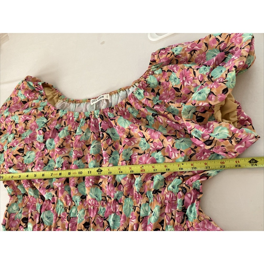 Grace Karin Floral Tiered Maxi Dress 2XL Plus Bubble Sleeve Cottagecore Romantic - Picture 7 of 11